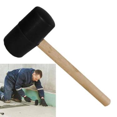 Imagem de Martelo Borracha Ergonomico Cabo Madeira Piso Chao Ceramico Reparo Man