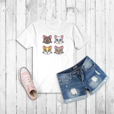 Imagem de Camiseta Feminina Gatinhos Tshirt - Gato -  Baby look - Aquarela - KOU