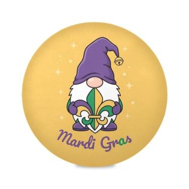 Imagem de Wassud Jogo americano Mardi Gras Gnomo tapetes de mesa redondos para cozinha e jantar tapetes laváveis resistentes ao calor decoração de mesa 39 cm