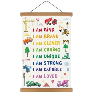 Imagem de KAIRNE Pôster colorido com citação motivacional, tela de construção com moldura magnética de madeira, arte de parede inspiradora para caminhão, carro, 28 x 43 cm, para quarto de meninos, sala de jogos