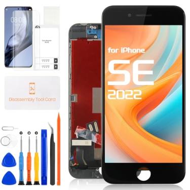 Imagem de Kit de substituição de tela para iPhone SE 2022 de 4,7 polegadas para iPhone SE 3ª geração com tela LCD sensível ao toque e montagem de vidro digitalizador com ferramentas de reparo A2783 A2595 A2785