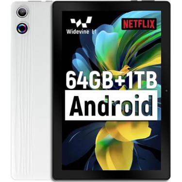 Imagem de Tablet Android 14 de 10 polegadas, Octa-Core, 10 GB RAM 64 GB ROM 1 TB expansível, Widevine L1, tela sensível ao toque IPS 1280 x 800, BT 5.4, câmera dupla com flash (branco)