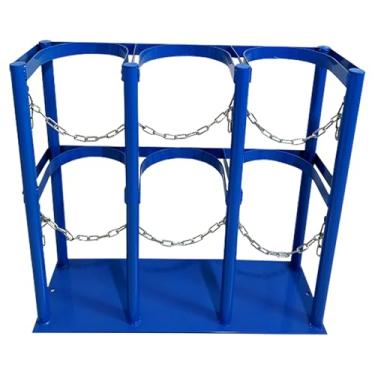 Imagem de Long Clinics Cilindro Transportador com base de aço para cilindros de gás nitrogênio de 10, 18, 26, 86.4 cm - Rack independente de armazenamento de oxigênio para tanques de CO2 e O2 (65 x 22 x 60 cm)