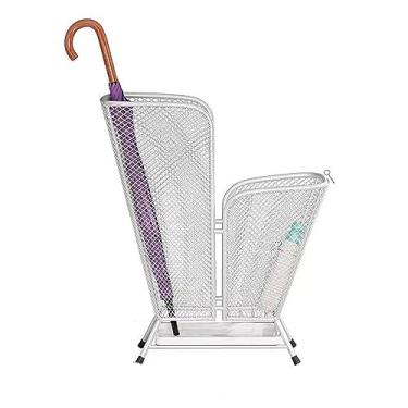 Imagem de CFGH6FDF Suporte para guarda-chuva, suporte de armazenamento de guarda-chuva de metal, suporte de guarda-chuva comercial doméstico interno, suporte de balde de guarda-chuva com bandeja de gotejamento