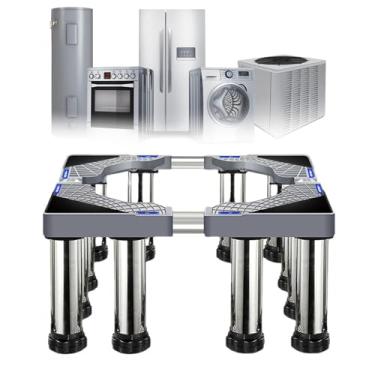 Imagem de Pedestal de lavadora portátil 28 de largura, ajuste universal, capacidade de 362.9 kg para móveis, suporte de secadora de geladeira portátil aumenta 9,9-24,9 cm de altura, cinza 12 pés-15 cm