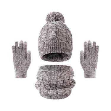 Imagem de Conjunto De Gorro, Cachecol E Luvas De Inverno Para Crianças, 3 Peças,