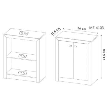 Imagem de Balcão De Escritório Me4103 C/ 2 Portas Carvalho - Tecno Mobili