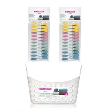 Imagem de Kit Cesto + 24 Prendedores Pregadores de Roupa Sanremo, Cesto Multiuso