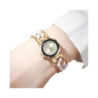 Imagem de Relógio feminino moda pulseira de corda trançada relógios de quartzo -