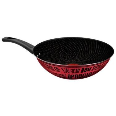 Imagem de Frigideira Wok Antiaderente 28cm Viva 9295306138 - Rochedo, Rosa e Pre