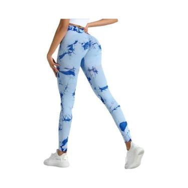 Imagem de Calças De Yoga Femininas De Cintura Alta Sem Costura Com Estampa Tie-D