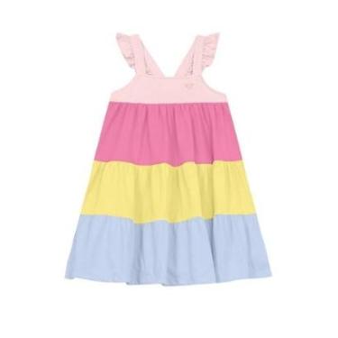 Imagem de Vestido infantil menina colorblock Brandili -Rosa-Feminino