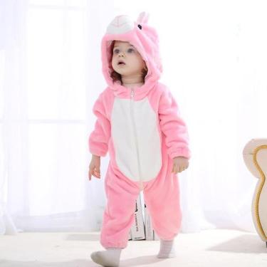 Imagem de Macacão Pijama Infantil de Bebê Frio Inverno Fantasia Urso Ursinho Coe