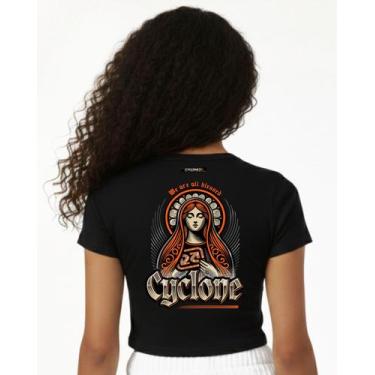 Imagem de (LANÇAMENTO) Baby Look Cyclone Cropped Faith Style Metal, Preto, G