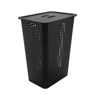Imagem de Cesto de Roupas Plástico 47L Ou com Tampa Ventilado Preto