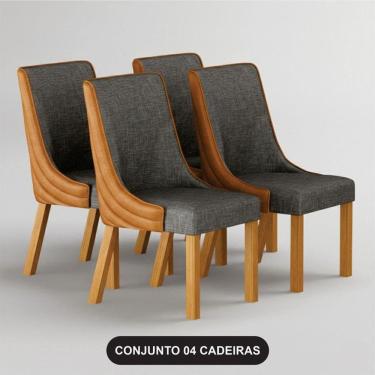 Imagem de Kit 4 Cadeiras Maciça De Jantar Estofada Bella- Arbo Design