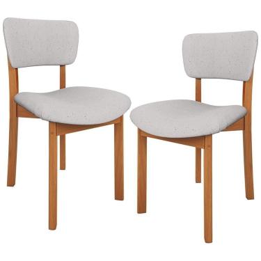 Imagem de Kit 02 Cadeiras Para Sala De Jantar Cozinha Living Estofada Dara L02 Linho Cinza - Lyam Decor