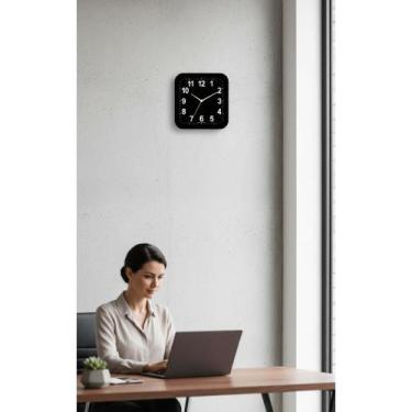 Imagem de Relógio Parede 23cm Preto Liso Moderno Silencioso - Congratulations St