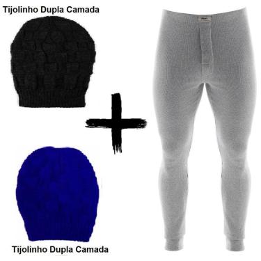 Imagem de Kit Combo Inverno Ceroula Mash Minhocão Algodão + 2 Toucas-Unissex