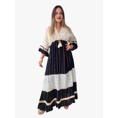 Imagem de Vestido Longo Indiano Linha Luxo Boho Chic c/ Forro-cod.46 - Aleci Fas