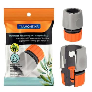 Imagem de Engate Rápido Aquastop Tramontina Plástico Mangueira 1/2 