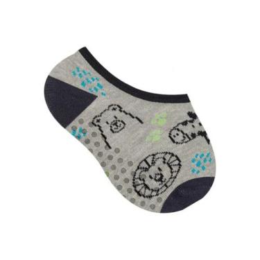Imagem de Meia para bebê modelo sapatilha camuflada de menino Selene, Cinza mesc