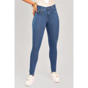 Imagem de Calça Jeans Skinny Feminina Cintura No Lugar Azul Médio - Empório Jean