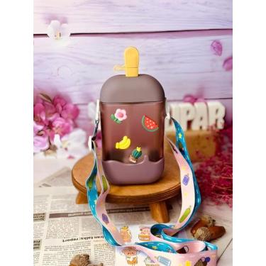 Imagem de Garrafa Infantil Plástica Picolé Alça Decorada 400ml Ice Cream Bottle 