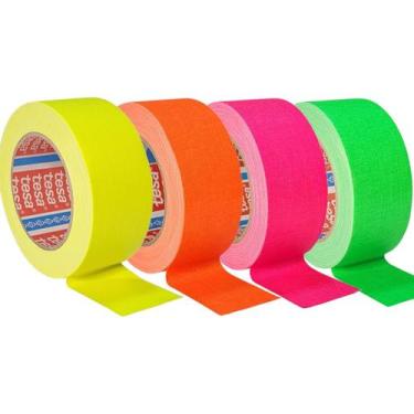 Imagem de KIT 4 rls Fita Tecido Gaffer Tape Tesa 48mmX25m Fluorescente