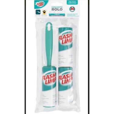 Imagem de Tira Pelos De Roupa Rolo Adesivo Papa Bolinha Fiapos + Refil Cor Verde