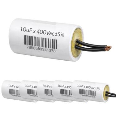 Imagem de Kit 05 capacitor 10x380/400v 2 fios metalizado trio