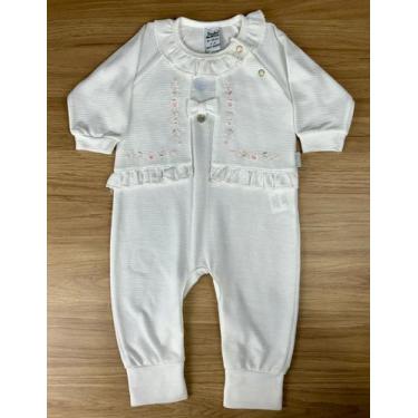 Imagem de Macacão Infantil Bordado My Pretty Feminino Branco - Happy Place, M