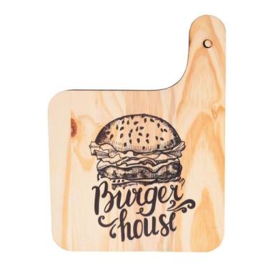 Imagem de Tábua Para Servir Hambúrguer Xis Em Madeira Pinus Burguer House Para C
