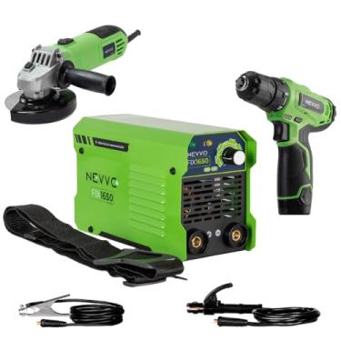 Imagem de Máquina Inversora De Solda Fix1650 Bivolt 140a Mma Tig + Parafusadeira Furadeira 12V 750Rpm 15Nm Sem Fio PFN12 + Esmerilhadeira Lixadeira Angular 500W 11000RPM 115mm 127V ESN500 NEVVO