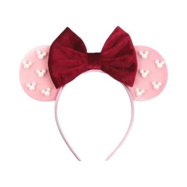 Imagem de Tiara De Veludo Com Orelhas De Rato Para Meninas, Faixa De Cabelo Maci