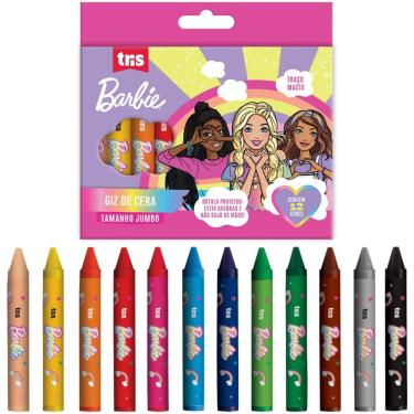Imagem de Giz de Cera Tris Barbie Jumbo Traço Macio 12 Cores