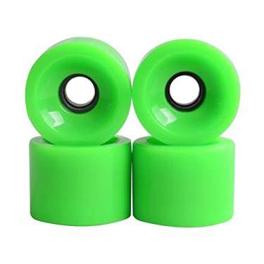 Imagem de shamjina 4 Unidades Cruiserboard Skateboard Wheels 78A, Kit de Conjunto de de Reposição, Rolamentos de de Reposição para Longboard Pennyboard Fishb, Grama verde