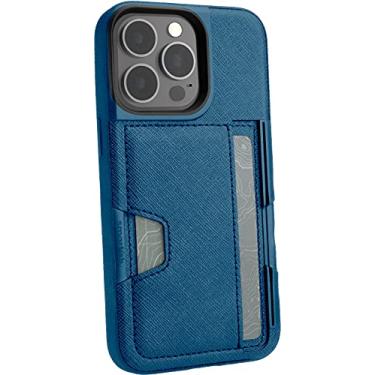 Imagem de Smartish Capa carteira para iPhone 13 Pro - Wallet Slayer Vol. 2 [fina + protetora] Suporte para cartão de crédito com suporte - Azul no verde