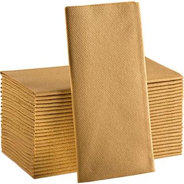 Imagem de Guardanapos de papel dourados | Pano descartável de linho como guardanapos de jantar | Toalhas de mão | Guardanapos de mão de papel macios, absorventes para cozinha, banheiro, festas, casamentos,