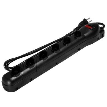 Imagem de Filtro de Linha Qualitronix 6 Tomadas 3 x 0,75mm Cabo 1,2m 10A Preto