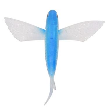 Imagem de Shanrya Isca de pesca falsa, caixa de equipamento de camada dupla vermelha/azul/preta acessório de pesca, isca de pesca marítima, peixe almíscar para baixo (azul)