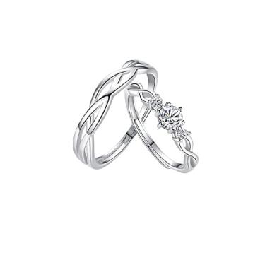 Imagem de MAXBROTHERS Um par de anéis de casal de moda, anel aberto simples, um par de presentes de amor simples e elegantes para homens e mulheres, modelos de casal, anéis de par de luxo leves (2)