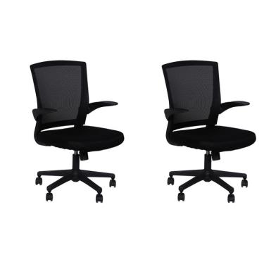 Imagem de Conjunto com 2 Cadeiras de Escritório Interlocutor Giratória Milão Preto