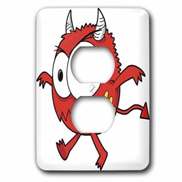 Imagem de 3dRose Capa de tomada com 2 plugues de personagem de desenho animado do monstro Silly Little Devil Lsp_102252_6, multicolorido