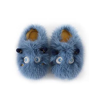 Imagem de Legou Pantufas de fundo grosso Legou Pantufas de fundo grosso de algodão quente Pantufas de algodão quente Feminino Casa de inverno azul 45