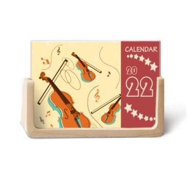 Imagem de Calendário de mesa com estampa de instrumentos musicais para violino 2022 12 meses