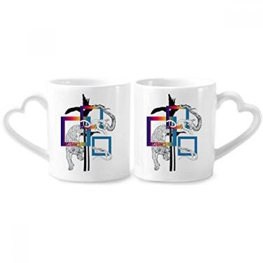 Imagem de Conjunto de canecas de porcelana para casais, estampa de serpente de leopardo, lagarto, de cerâmica, para amante, coração