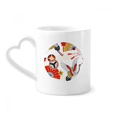 Imagem de Caneca Crane dobrável com padrão Sakura café cerâmica copo de coração de vidro