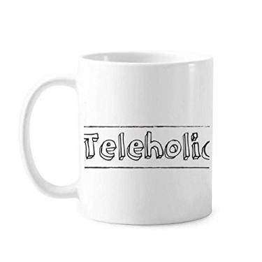 Imagem de Elegante palavra Teleholic Art Deco presente caneca moderna cerâmica xícara de café porcelana louça