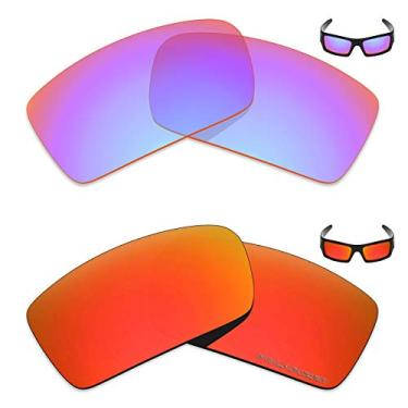 Imagem de Mryok+ 2 pares de lentes polarizadas de substituição para óculos de sol Oakley Gascan – Rosa cobalto/vermelho fogo